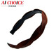 AiChoice發(fā)箍韓版頭箍雪紡布藝麻花發(fā)飾品女帶齒發(fā)卡寬邊壓頭飾 咖啡色