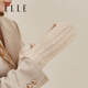 ELLE100%綿羊毛手套女士秋冬季戶(hù)外保暖加厚騎行防寒連指絞花針織