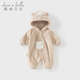 戴維貝拉（DAVE＆BELLA）新生兒爬服嬰兒連體衣0-6個(gè)月寶寶衣服冬季新款牛奶絨男寶睡衣 卡其色【現(xiàn)貨】 90cm （建議身高80-90cm）