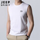 JEEP SPIRIT吉普純棉背心男夏季圓領(lǐng)無袖體恤男士外穿彈力打底衫 白色 L 