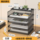 賓納A4桌面文件架金屬資料架文件框多層文件收納架辦公室桌文件夾收納盒書架書立檔案文具用品大全置物 A4五層（橫黑帶側(cè)網(wǎng)四層組合架+置物籃）
