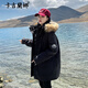 卡吉蘭娜羽絨棉服女冬季新款大毛領(lǐng)派克服工裝連帽加厚保暖棉襖子棉衣外套 黑色 L（105-130斤）