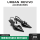 URBAN REVIVO2024夏季新款女士时尚小猫跟尖头空鞋UAWS40052 黑色 37