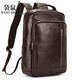 袋鼠（KANGAROO）頭層牛皮雙肩背包男款復古15寸電腦包真瘋馬皮大容量上班通勤背包 8028-咖啡色