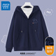 真維斯（Jeanswest）外套女連帽開(kāi)衫衛衣女裝春秋冬季新款寬松休閑潮流韓版學(xué)生上衣服 藏青 眨眼熊_K XL