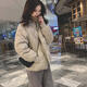乖米豆輕薄菱格繭型小款棉服女外套2025新款女裝冬季小個(gè)子短款棉衣女 奶杏色  M (100-110斤)