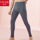仕樂(lè )美雅碧暖絨單褲秋冬女士帶護膝打底褲高彈舒適抓絨保暖褲毛褲單件 鐵灰/男 XL