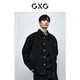 GXG男裝 商場(chǎng)同款黑色激光燒花牛仔襯衫 黑色 180/XL