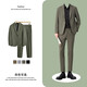 佐優(yōu)品輕熟風(fēng)寬松高級感咖棕色西裝外套男休閑帥氣西服套裝商務(wù)韓版潮流 灰綠色外套+西褲+黑襯衫 XL