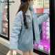 La Chapelle Sport拉夏貝爾冬季加絨加厚棉服女2025新款立領(lǐng)開衫羊羔絨棉衣外套女款 藍(lán)色(空白) 165/M（推薦105-125斤）