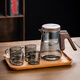 頂壺deskpot無(wú)桿磁吸飄逸杯泡茶壺茶水分離杯家用全玻璃內膽一鍵過(guò)濾泡茶神器 4玻璃杯+木盤(pán)+D24A-S煙灰 750ml