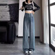 妙奕嘉高腰牛仔褲女褲子女士2025年新款女褲春秋季復(fù)古直筒闊腿褲小個(gè)子 復(fù)古藍(lán)星空紋設(shè)計(jì)牛仔褲 XS 【尺碼偏大，建議100斤以內(nèi)】