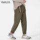 MARKLESS休閑褲男秋冬重磅燈芯絨長(cháng)褲直筒百搭小腳褲子3859 卡其色 32 