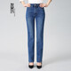 友家坊直筒牛仔褲女士春秋新款高腰彈力顯瘦休閑女裝百搭中年牛仔長(cháng)褲子 淺藍色單褲 32 適合腰圍2尺5