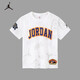 NIKE  JORDAN 耐克童裝男童短袖T恤新款兒童暗紋滿(mǎn)印短T上衣 純白色 160 /80 【建議身高158-170cm】
