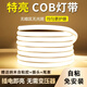 鳳照超亮COB燈帶220v高壓led戶外防水自粘吊頂槽客廳氛圍燈線型軟燈條 白光-10米COB超亮無光斑+插頭