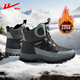 回力雪地靴男鞋冬季加絨加厚東北大棉鞋男保暖靴子哈爾濱面包鞋子男 藍黑【加厚毛絨 拍大一碼】 43