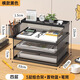 賓納A4桌面文件架金屬資料架文件框多層文件收納架辦公室桌文件夾收納盒書架書立檔案文具用品大全置物 A4四層（橫黑帶側(cè)網(wǎng)三層組合架+置物籃）