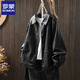 羅蒙（ROMON）黑色皮衣外套女寬松顯瘦春秋裝新款翻領(lǐng)pu皮機(jī)車服港風(fēng)夾克上衣潮 黑色 XL 建議135-155斤