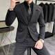 布知凡幾西服套裝男士商務(wù)正裝修身新郎結婚禮服三件套英倫風(fēng)休閑百搭西裝 深灰色 2XL