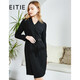 愛(ài)特愛(ài)（EITIE）秋冬新款商場(chǎng)同款時(shí)尚通勤V領(lǐng)裙子收腰顯瘦百搭連衣裙女6007748 黑20 XL 170