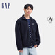 Gap男女裝字母logo加絨立領(lǐng)衛(wèi)衣保暖休閑風(fēng)外套 海軍藍 185/104A(XXL)亞洲尺碼