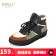 PINLI品立男鞋子秋冬新款男士潮流系帶高幫休閑鞋B2032246 黑綠 41