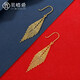 貝嘻愛(ài)18k黃金蕾絲耳環(huán)彩金耳鉤復古菱形耳飾送女友情人節禮物約1.7g