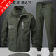 沃巴倫純棉防燙工作服套裝男春秋耐磨汽修電焊工服建筑工地車間勞保工裝 227純棉軍綠套裝 185（適合160-180斤）
