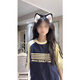 風(fēng)采兔 100%純棉美式拼接三條杠短袖t恤女2024新款夏季小眾高街情侶上衣 深藍(lán)拼黃色 M