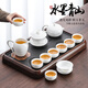 尚言坊功夫茶具整套帶茶盤(pán)高檔家用辦公羊脂玉白瓷茶杯茶壺泡茶器全套裝