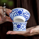 末都景德鎮(zhèn)手繪青花瓷山水茶漏陶瓷過濾紗網(wǎng)茶漏斗功夫茶具茶道分茶器 纏枝蓮茶漏