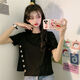 淑女來(lái)兮 含棉短袖t恤女2020夏季學(xué)生韓版寬松顯瘦短款不規則ins上衣女裝潮 黑色 L