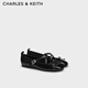 CHARLES&KEITH交叉帶平底芭蕾鞋瑪麗珍鞋子女鞋生日禮物CK1-70381023-1 Black Box黑色 39