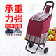 速都買(mǎi)菜手拉車(chē)家用老人買(mǎi)菜車(chē)小拖車(chē)爬樓梯神器拉桿車(chē)托運行李拉貨 折疊棗紅條紋-發(fā)泡跑車(chē)輪