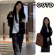 DXOT韓系秋冬季黑色針織衫開(kāi)衫毛衣外套女2025年秋季新款慵懶風(fēng)穿搭女 【黑色】 M 45/55kg