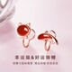 BJYL幸運貓錦鯉耳夾女無(wú)耳洞耳環(huán)耳釘免打孔無(wú)痛紅色耳飾本命年禮物女 幸運貓耳夾一對