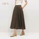 OVV2024秋冬新款女裝經(jīng)典垂墜舒適羊毛A字傘裙半身裙 深摩卡 M