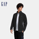 GAP男女裝刺繡logo撞色拼接立領(lǐng)夾克外套簡(jiǎn)約676244 黑色 175/96A(L) 亞洲尺碼
