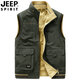 JEEP SPIRIT雙面馬甲男多口袋春秋季中年吉普休閑兩面穿馬夾背心無袖外套大碼 軍綠色反面卡其 8XL
