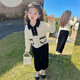 靚貝城堡女童套裝2025新款春裝小香風(fēng)小童洋氣兒童春季時(shí)髦寶寶衣服春秋款 杏色小香風(fēng)（上衣＋褲子） 110碼適合身高95-105厘米