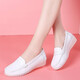 哚美哚尚 真皮護士鞋女新款軟底平底秋冬防滑防臭不累腳孕婦單鞋媽媽白色女鞋子美容院鞋子女工作鞋 829白色(四季款) 38