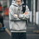 型曼秋冬季復(fù)古連帽衛(wèi)衣男士加厚潮牌寬松潮流百搭休閑外套男學(xué)生帽衫 淺灰色 2XL