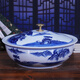 贛景 陶瓷帶蓋和面盆景德鎮釉下家用發(fā)面揉面盆中式大號水煮酸菜魚(yú)碗 山水陶瓷蓋小號