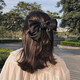 飛花  春季蝴蝶結(jié)發(fā)飾女后腦勺少女發(fā)夾日系網(wǎng)紅頭飾 黑色發(fā)圈 1個(gè)