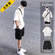 gxmy【文藝青年三件套】短袖t恤男士套裝夏季學生休閑穿搭配衣服男裝 文藝三件套 XL【建議110-130斤】