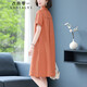 衣典零一（LEDIALYI）2025夏季女裝新款休閑寬松中年棉麻連衣裙遮肚子顯瘦襯衫裙子夏天 橘色 L （推薦109-120斤）