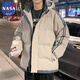 NASA ABOUT羽絨服男冬季青少年學(xué)生潮牌潮流帥氣加厚上衣服冬天連帽鴨絨外套 卡其 2XL