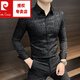 皮爾卡丹（pierre cardin）印花襯衫男士長袖秋季男裝2025秋裝高級感痞帥花襯衣男款 黑色 3XL 【建議165斤以內(nèi)】