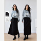 梵希蔓黑色后開(kāi)叉半身裙女2025年冬季新款高腰包臀裙顯瘦直筒長(cháng)裙 M9936 黑色 L